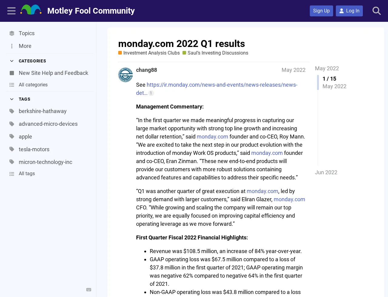 Motley Fool Community public topic showing external discussion links