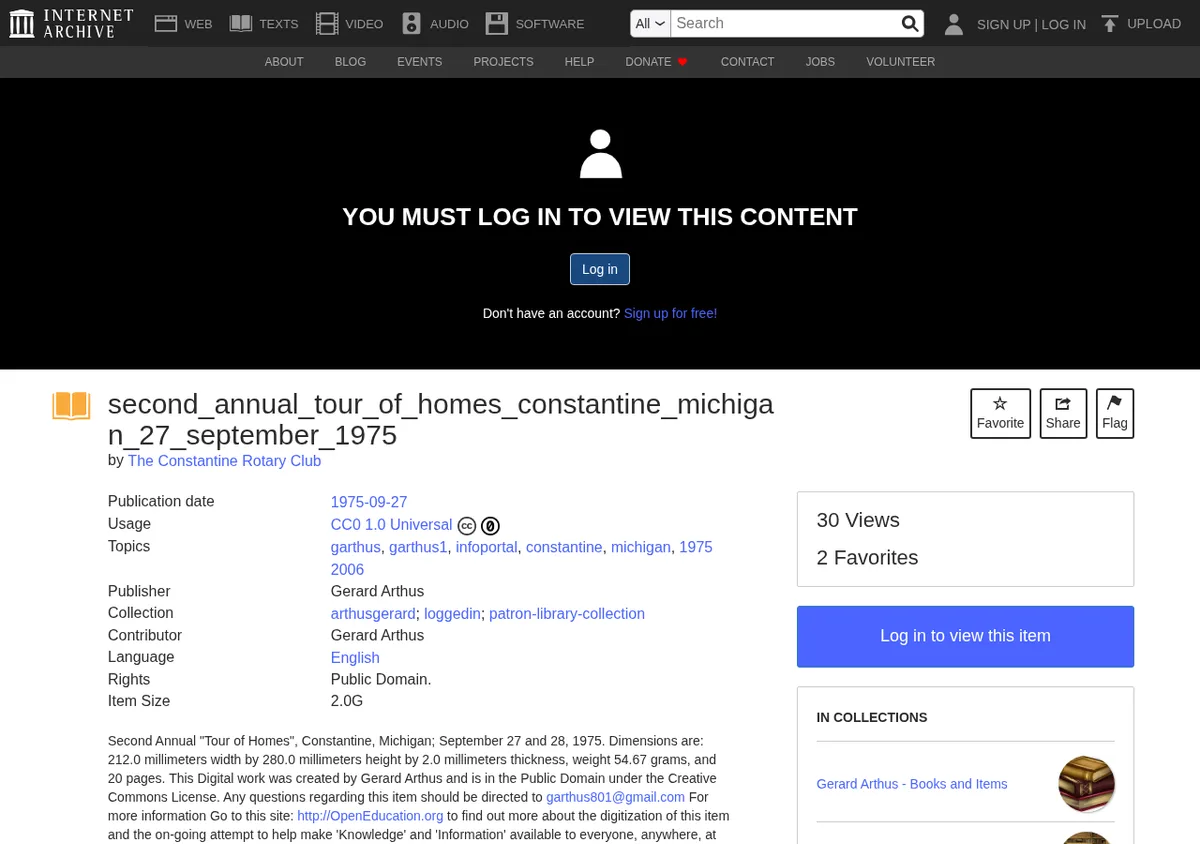 Archive.org item description showing an external nofollow UGC link