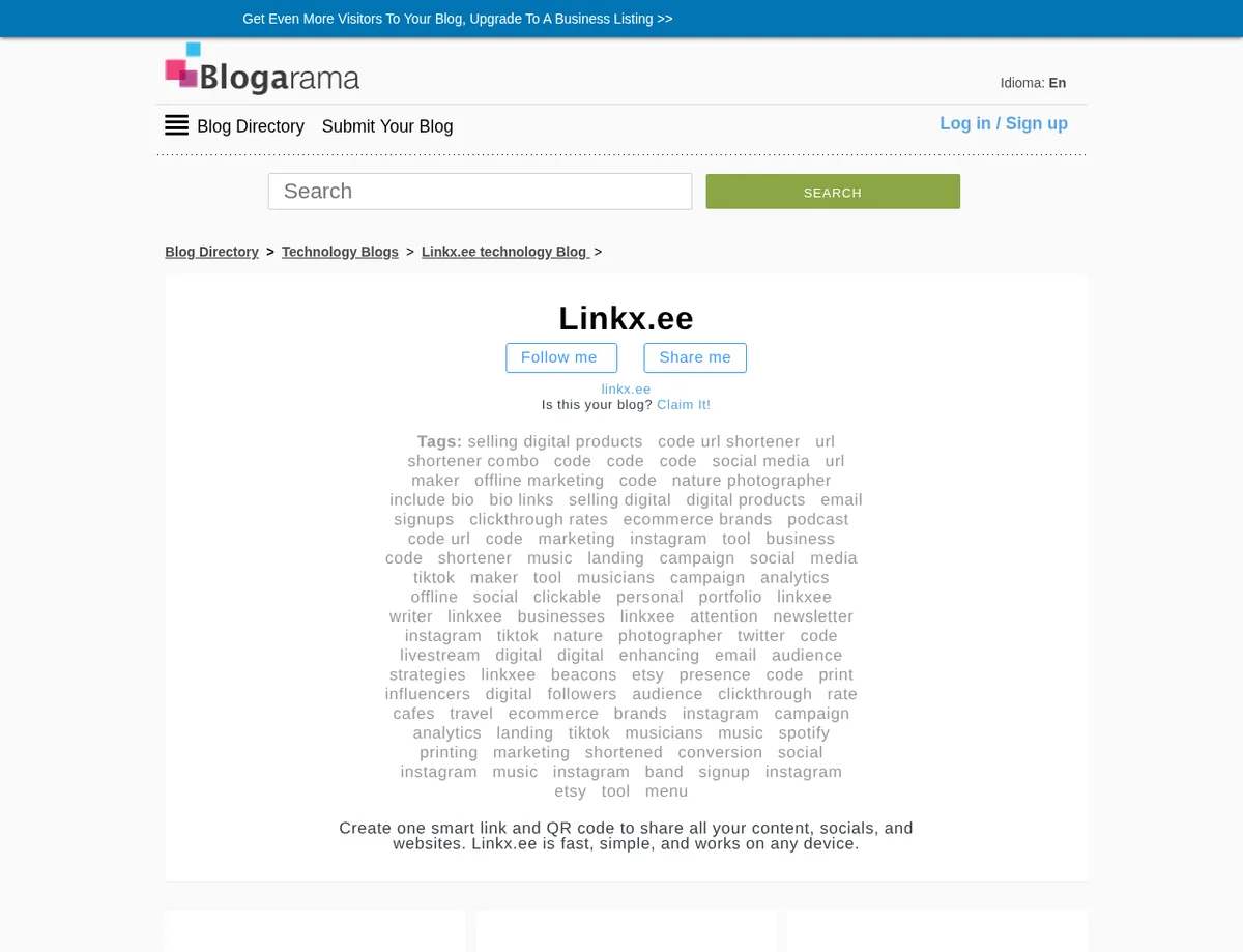 Blogarama public blog listing showing Read More links to the source blog