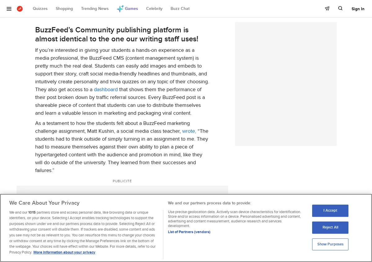 BuzzFeed Community article showing contextual external source links