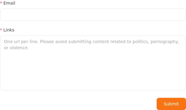 GPTs Hunter submit form showing email and GPT links fields